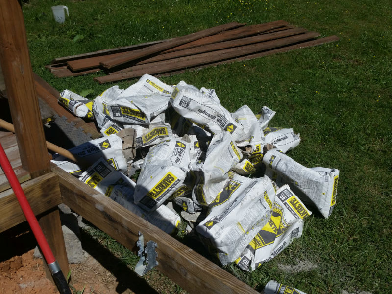 Leftover concrete bags